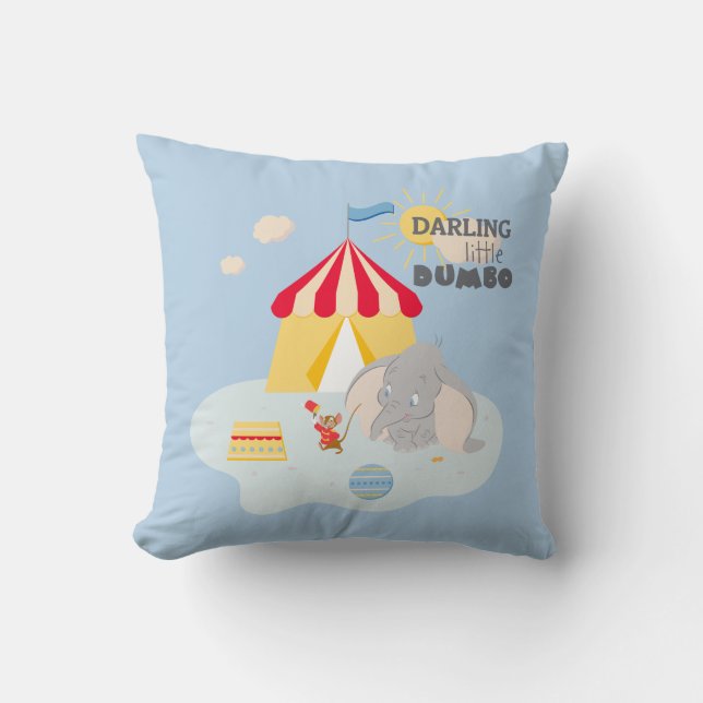 Darling Little Dumbo & Timothy Throw Pillow (Front)