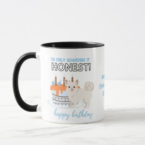 Darling Longhaired White Chihuahua MOM Birthday Mug