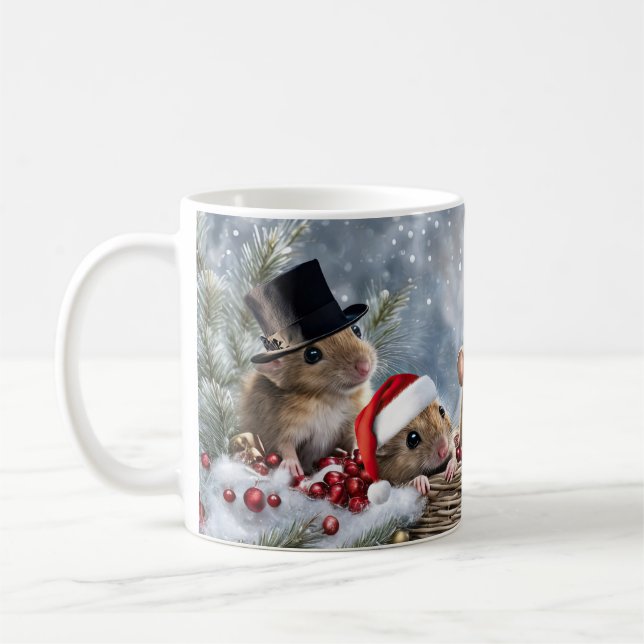 Darling Mice Christmas Holiday Mug (Left)