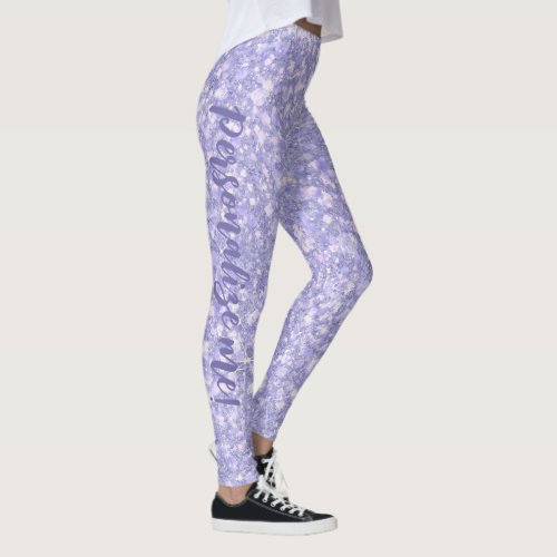 Darling Pale Purple Glitter CUSTOM TEXT Leggings