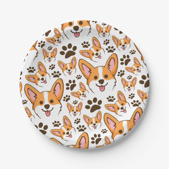 Darling Pembroke Welsh Corgi Pet Puppy Dog Paper Plates (Front)