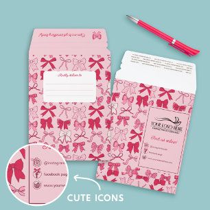 Darling Pink Bow Pattern Kindly Deliver To Envelope Mailers