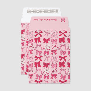 Darling Pink Bow Pattern Open For Something Lovely Envelope Mailers