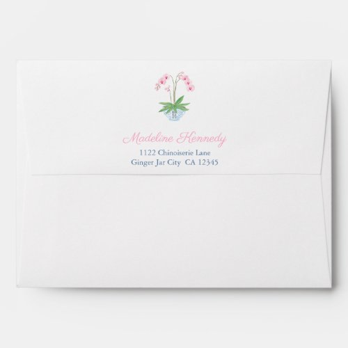 Darling Pink Orchid Seersucker Return Address Envelope