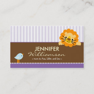 Darling Purple Lion & Birdie Mommy Calling Card