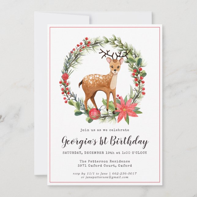 Darling Reindeer | Birthday Party Invitation (Front)