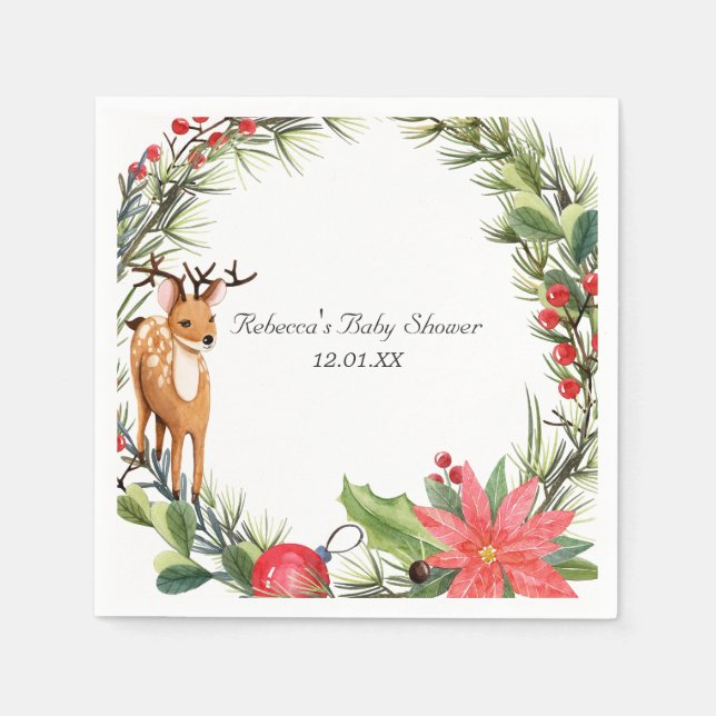Darling Reindeer | Christmas Baby Shower Napkins (Front)