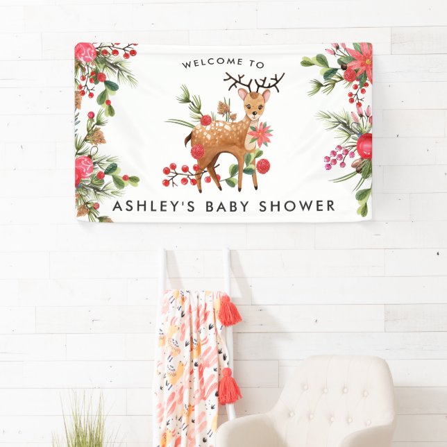 Darling Reindeer | Christmas Baby Shower Welcome Banner (Insitu)