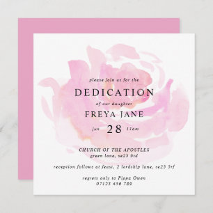 Darling Rose Baby Dedication Square Invitation