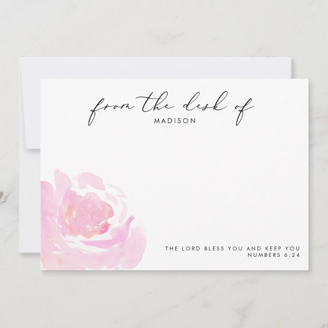 Darling Rose Scripture Personalized Note Card (Front)