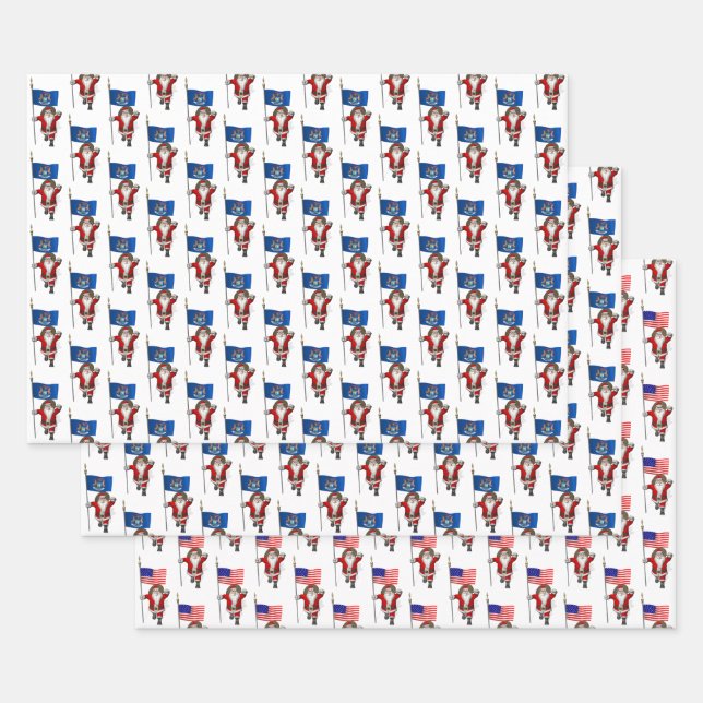 Darling Santa Claus Visits Michigan Wrapping Paper Sheets (Set)