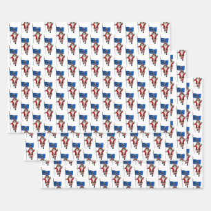 Darling Santa Claus Visits North Dakota Wrapping Paper Sheets