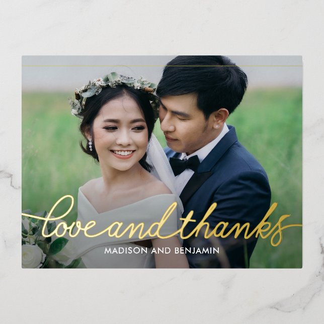 Darling Script FOIL Thank You Postcard (Front)