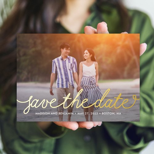 Darling Script REAL FOIL Save The Date Card