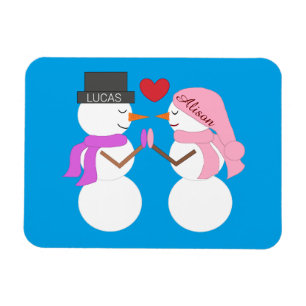 Darling Snowpeople in Love: Blue-green Magnet