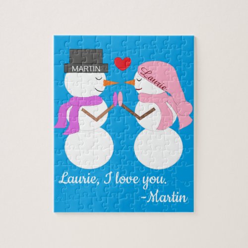 Darling Snowpeople in Love Christmas Jigsaw Puzzle