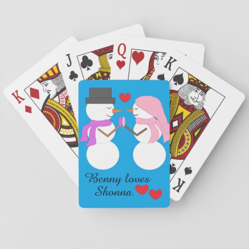 Darling Snowpeople in Love Playing Cards