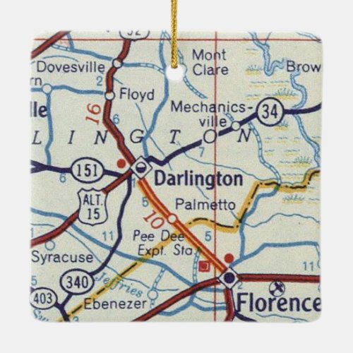 Darlington and Florence SC Ceramic Ornament