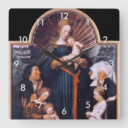 Darmstadt Madonna Holbein the Younger Square Wall Clock