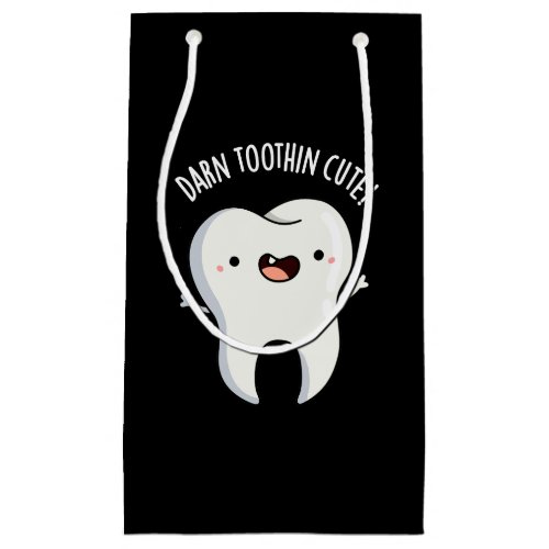 Darn Tooth_in Cute Funny Tooth Pun Dark BG Small Gift Bag