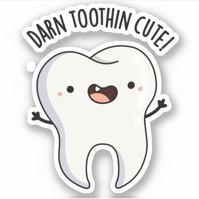 Darn Tooth-in Cute Funny Tooth Pun  Sticker (Front)