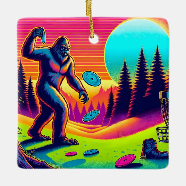 Darn Trees | Bigfoot Disc Golf Humor  Ceramic Ornament (Front)