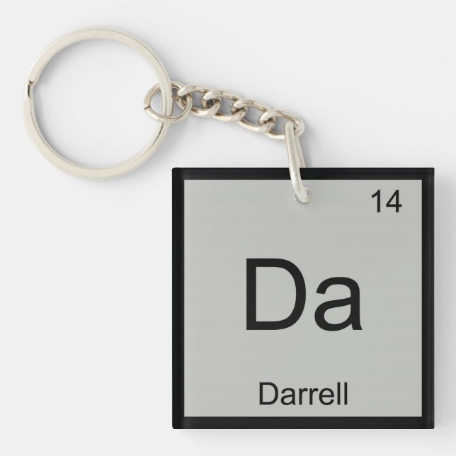 Darrell Name Chemistry Element Periodic Table Keychain (Front)