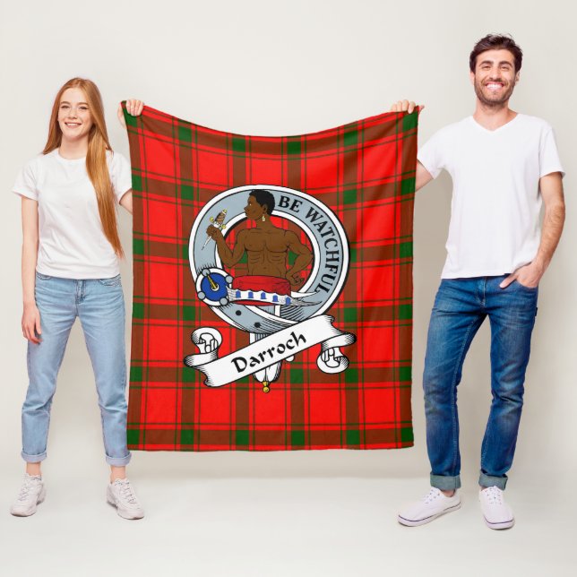 Darroch Clan Badge Tartan Plaid Fleece Blanket (In Situ)