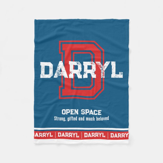 Darryl name meaning sports monogram red blue fleece blanket (Front)