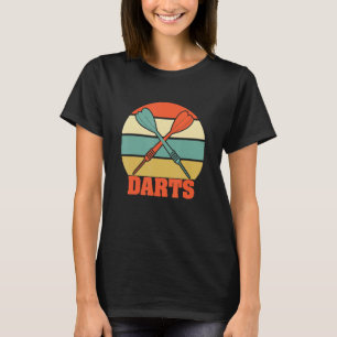 Dart Arrows Funny Dart Player Retro Sunset T-Shirt