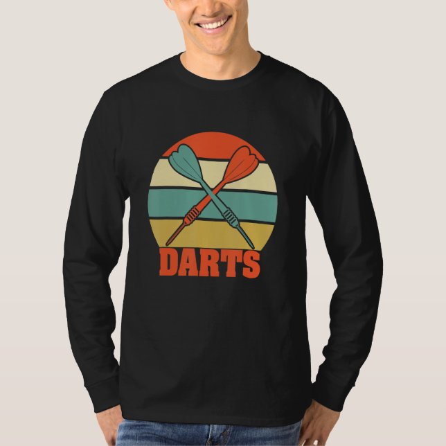 Dart Arrows Funny Dart Player Retro Sunset T-Shirt (Front)