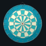 Dart Board: Cream, Turquoise, And Teal Dartboard<br><div class="desc">Cream,  Turquoise,  And Teal Colored Dart Board Game Including 6 Brass Darts</div>