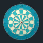 Dart Board: Cream, Turquoise, And Teal Dartboard<br><div class="desc">Cream,  Turquoise,  And Teal Colored Dart Board Game Including 6 Brass Darts</div>