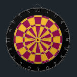 Dart Board: Gold, Burgundy, And Black Dartboard<br><div class="desc">Gold,  Burgundy,  And Black Colored Dart Board Game Including 6 Brass Darts</div>