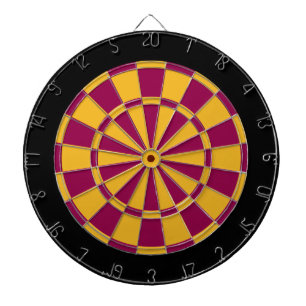 Dart Board: Gold, Burgundy, And Black Dartboard
