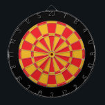 Dart Board: Gold, Red, And Black Dartboard<br><div class="desc">Gold,  Red,  And Black Colored Dart Board Game Including 6 Brass Darts</div>
