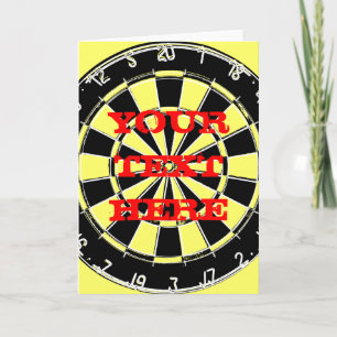 Dart board greeting card with custom text