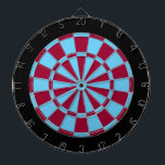 Dart Board: Light Blue, Maroon, And Black Dartboard<br><div class="desc">Light Blue,  Maroon,  And Black Colored Dart Board Game Including 6 Brass Darts</div>