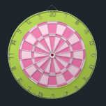 Dart Board: Light Pink And Lime Green Dartboard With Darts<br><div class="desc">Light Pink And Lime Green Colored Dart Board Game Including 6 Brass Darts</div>