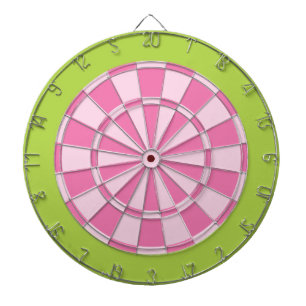 Dart Board: Light Pink And Lime Green Dartboard With Darts