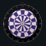 Dart Board: Light Pink, Navy, And Black Board<br><div class="desc">Light Pink, Navy, And Black Colored Dart Board Game Including 6 Brass Darts</div>
