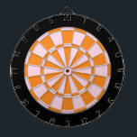 Dart Board: Light Pink, Orange, And Black Dart Board<br><div class="desc">Light Pink,  Orange,  And Black Colored Dart Board Game Including 6 Brass Darts</div>