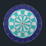 Dart Board: Light Silver, Turquoise, And Navy Dartboard<br><div class="desc">Light Silver,  Turquoise,  And Navy Colored Dart Board Game Including 6 Brass Darts</div>