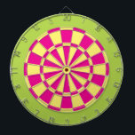 Dart Board: Light Yellow, Pink, And Lime Green Dartboard With Darts<br><div class="desc">Light Yellow,  Pink,  And Lime Green Colored Dart Board Game Including 6 Brass Darts</div>