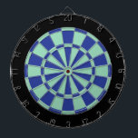 Dart Board: Mint Green, Royal Blue, And Black Board<br><div class="desc">Mint Green,  Royal Blue,  And Black Colored Dart Board Game Including 6 Brass Darts</div>
