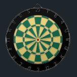 Dart Board: Old Gold, Dark Green, And Black Dartboard<br><div class="desc">Old Gold,  Dark Green,  And Black Colored Dart Board Game Including 6 Brass Darts</div>