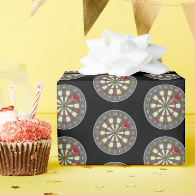 Dart Board On Black Wrapping Paper (Birthday Party)