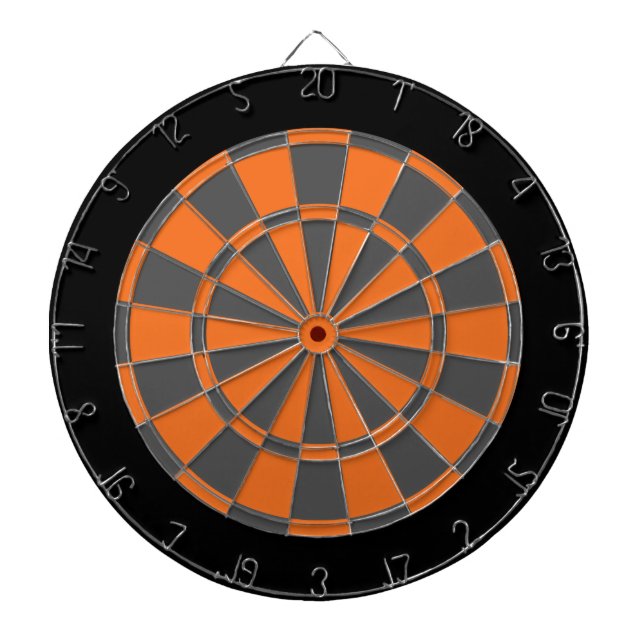 Dart Board: Orange, Charcoal Gray, And Black Board (Front)