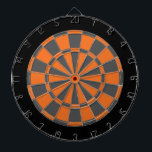 Dart Board: Orange, Charcoal Gray, And Black Dart Board<br><div class="desc">Orange,  Charcoal Gray,  And Black Colored Dart Board Game Including 6 Brass Darts</div>