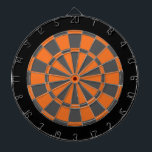 Dart Board: Orange, Charcoal Gray, And Black Dart Board<br><div class="desc">Orange,  Charcoal Gray,  And Black Colored Dart Board Game Including 6 Brass Darts</div>